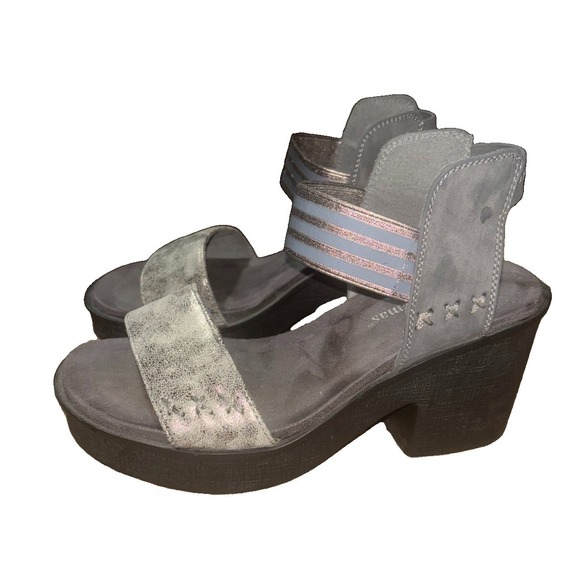 Pierre Dumas Shoes - Pierre Dumas Hester Gray Womens 7.5 Metallic Platform Wedge Sandals Comfort Boho
